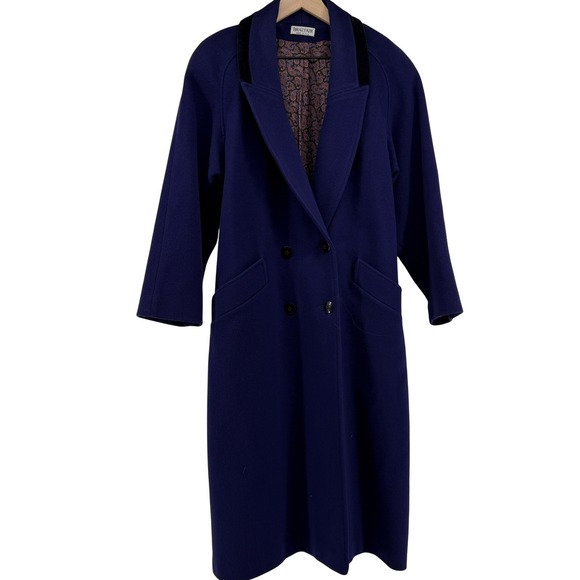 Vintage Braefair Purple Wool Coat Size 11/12 Long Double Breasted Paisley USA - Picture 6 of 14